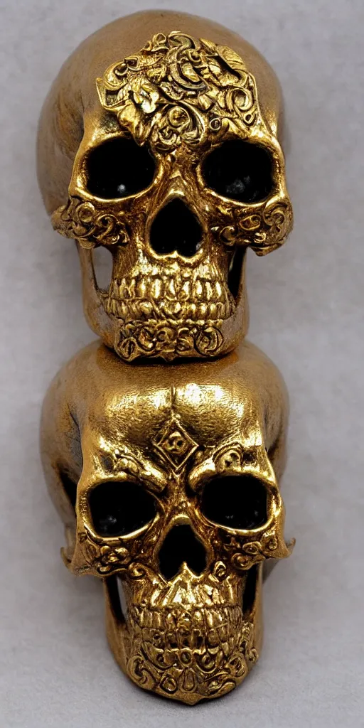 Image similar to ornate gold skull realistic 3 d covered in jewels antique