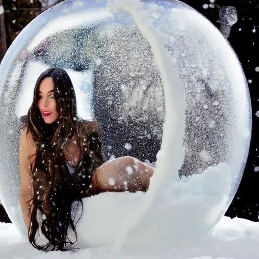 Image similar to megan fox in a snow globe