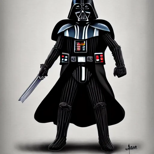 Prompt: Darth Vader, jrpg character design, character art, matte colors, colorized pencil sketch