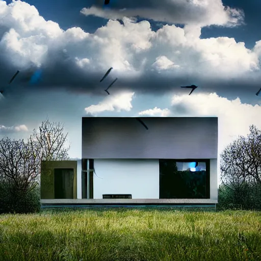 Image similar to abstract dream house in a field by ascher clemens