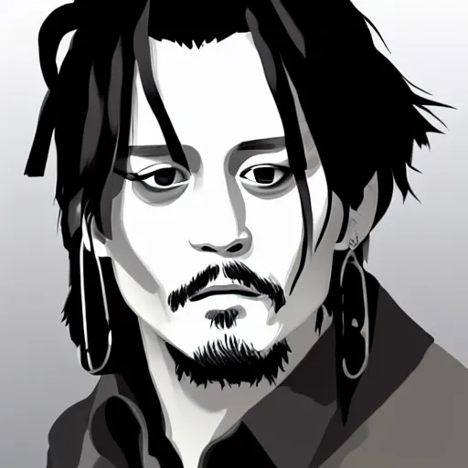 Image similar to (illustration) of ((Johnny Depp)), by ((Studio Ghibli)), 8k