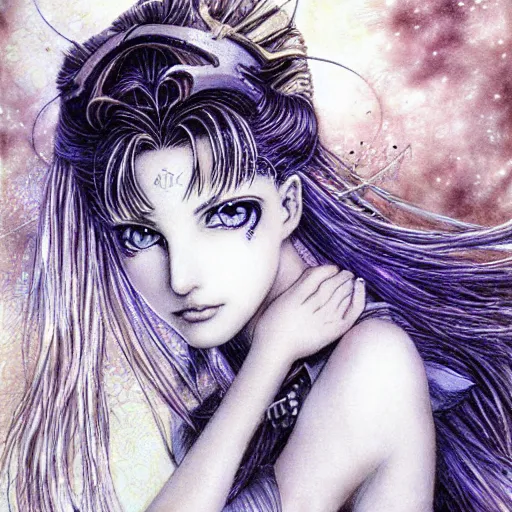 Prompt: portrait of Sailor Moon by Luis Royo