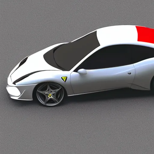 Image similar to low polygon clay render of a ferrari maranello white background