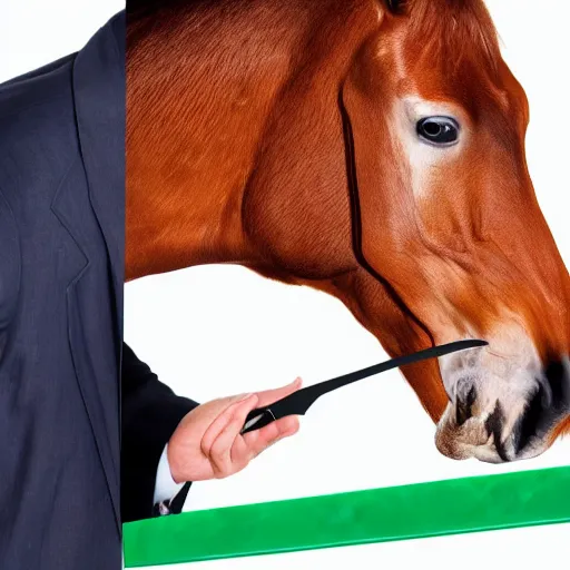 Image similar to horse in business suit snorting cocaine