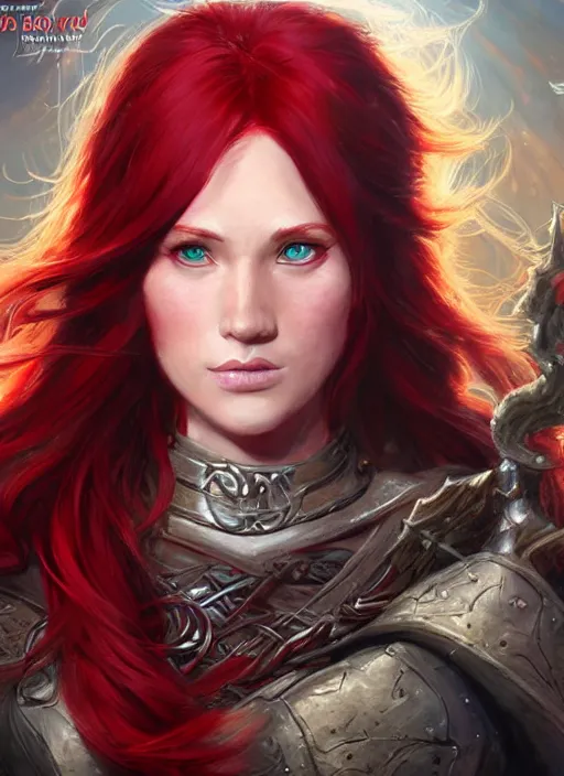 Prompt: red hair female, ultra detailed fantasy, dndbeyond, bright, colourful, realistic, dnd character portrait, full body, pathfinder, pinterest, art by ralph horsley, dnd, rpg, lotr game design fanart by concept art, behance hd, artstation, deviantart, hdr render in unreal engine 5