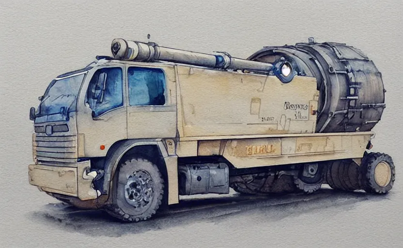Image similar to concept art of a tank truck, pinterest, artstation trending, behance, watercolor, by coby whitmore, silver, laser light,