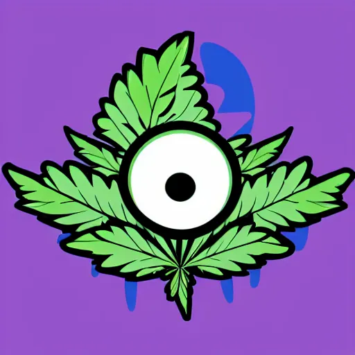 Prompt: marijuana with googly eyes, sticker, highly detailed, colorful, illustration, smooth and clean vector curves, no jagged lines, vector art, smooth