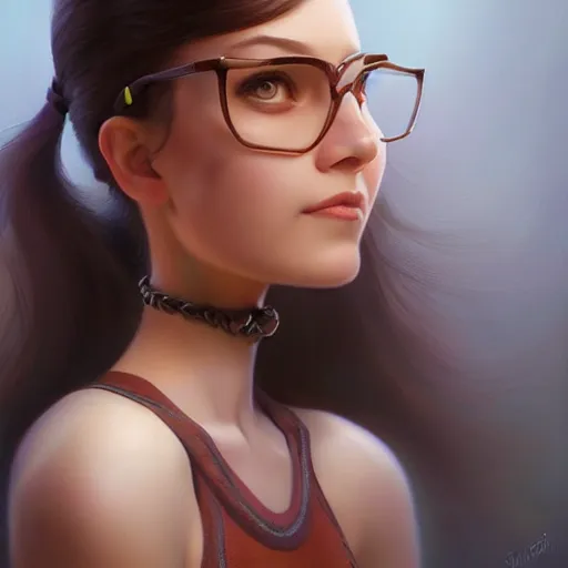 Image similar to portrait Pixar style by Stanley Artgerm and Tom Bagshaw