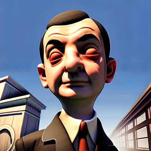 Image similar to mr. bean as medic in team fortress 2. unreal engine, source engine, tf 2, valve