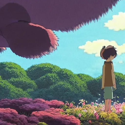 Prompt: still image from the new studio ghibli animated film'the monster from jungle mountain'
