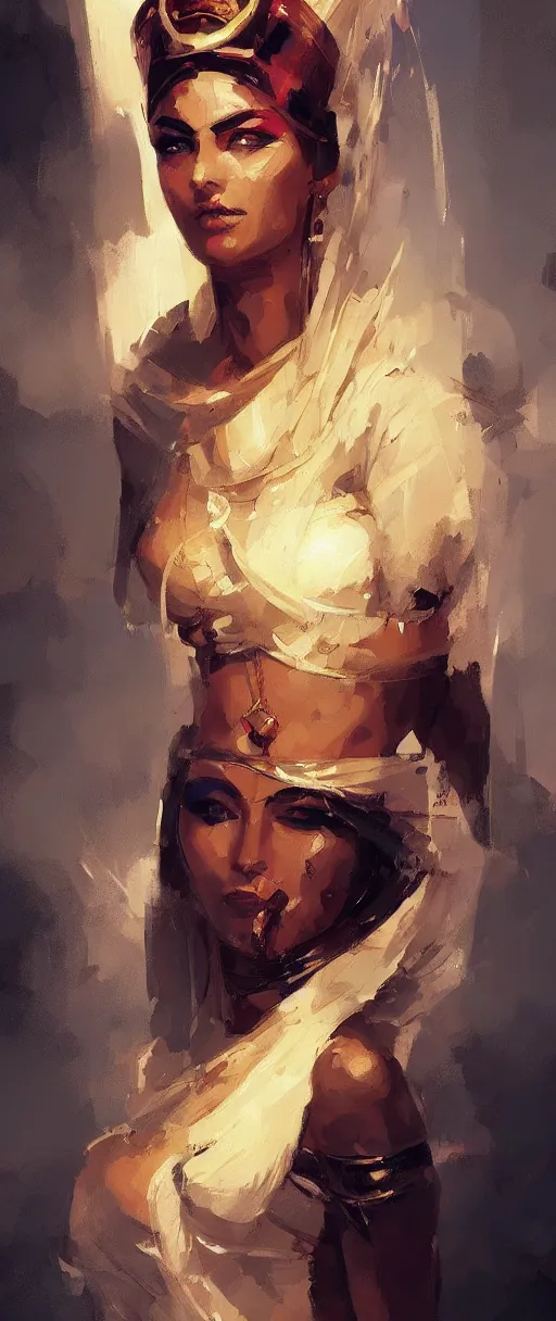 Image similar to A painting of a beautiful woman from egypt trending on artstation in the style of Greg Rutkowski