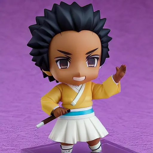 Image similar to cutest cute nendoroid afrosamurai. chibi anime nendoroid. cute. yasuke. brown skinned.