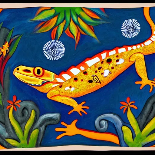 Image similar to australian aboriginal dreamtime lizard mural