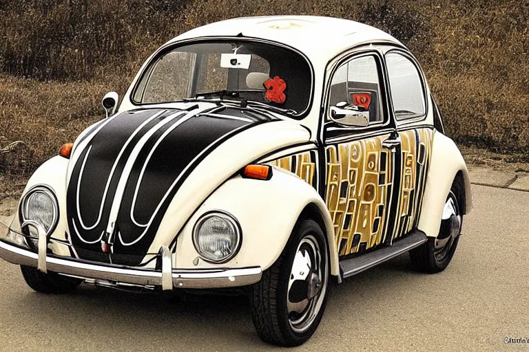 Image similar to gustav klimt vw beetle