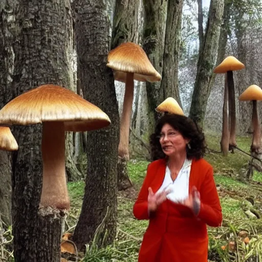 Prompt: maria sabina talking to mushrooms spirits