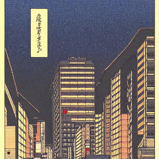 Image similar to the cyberpunk cty,PPT,Kawase Hasui