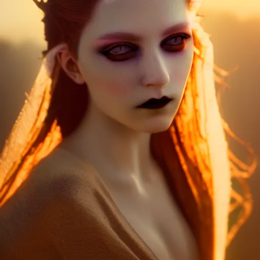 Image similar to photographic portrait of a stunningly beautiful renaissance goth female in soft dreamy light at sunset, contemporary fashion shoot, by edward robert hughes, annie leibovitz and steve mccurry, david lazar, jimmy nelsson, breathtaking, 8 k resolution, extremely detailed, beautiful, establishing shot, artistic, hyperrealistic, beautiful face, octane render