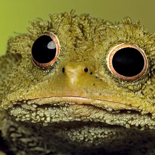 Image similar to photo of a long - haired fluffy angora frog toad with fur