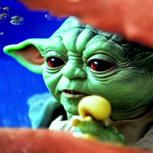 Image similar to yoda swimming under water