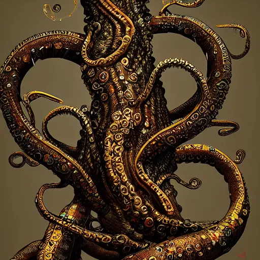 Image similar to horrifying tentacle monster, maximalist, high detail, 8k, ornate, dark fantasy, realistic, masterpiece, Trending on art station, complex, WLOP