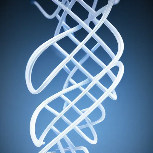 Image similar to DNA helix, blue and grey, studio light, octane render, soft filter