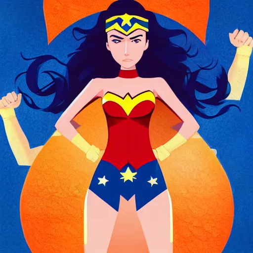 Prompt: wonder woman, justice league unlimited style, clean cel shaded vector art. shutterstock. behance hd by lois van baarle, artgerm, helen huang, by makoto shinkai and ilya kuvshinov, rossdraws, illustration.