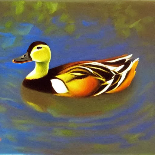 Prompt: a duck on the prowl oil painting cricorps