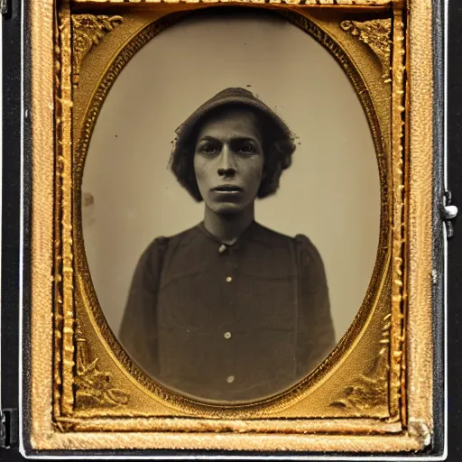 Prompt: facial portrait of a 2 2 year old bukfut, 1 9 1 9, ambrotype, award winning