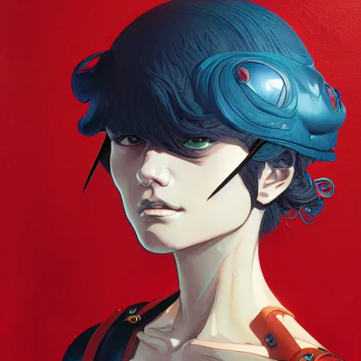 Image similar to prompt : stealthy rogue adventure character portrait soft light painted by james jean and katsuhiro otomo and erik jones, inspired by akira anime, smooth face feature, intricate oil painting, high detail illustration, sharp high detail, manga and anime 1 9 9 9