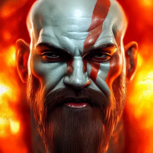 Image similar to portrait of kratos, intricate artwork, concept art, octane render, deviantart, cinematic, key art, hyperrealism, iridescent accents, portrait photograph, nikon 3 5 mm, photograph by greg rutkowski