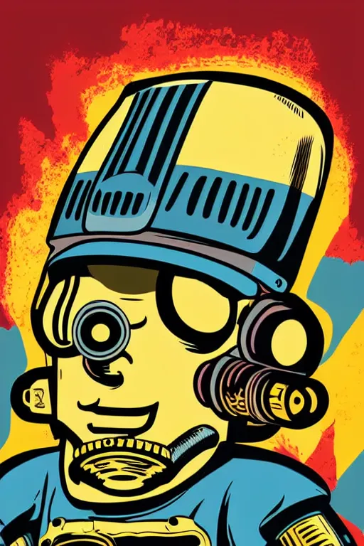 Image similar to fallout 7 6 retro futurist illustration art by butcher billy, sticker, colorful, illustration, highly detailed, simple, smooth and clean vector curves, no jagged lines, vector art, smooth andy warhol style