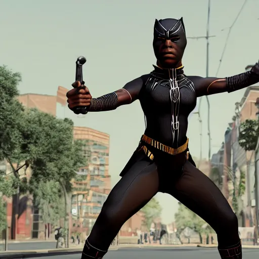 Image similar to incredibly detailed picture of revolutionary tarika lewis black panther, powerful stance, 7 0's protest movement aesthetic, 8 k character concept art by philip bond, vray render, fineline detail, cinematic quality