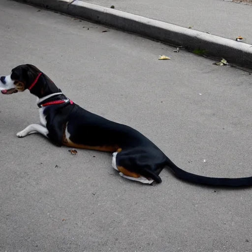 Prompt: a very long dog. photograph.