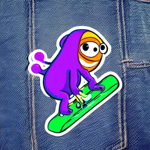 Image similar to cute monster skateboarding, sticker art, cronobreaker, beeple