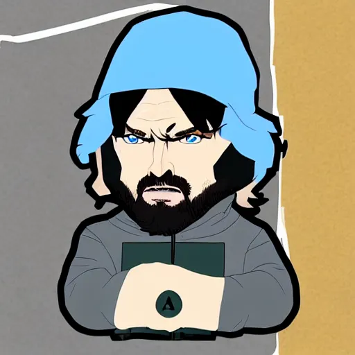 Prompt: bam margera in south park style