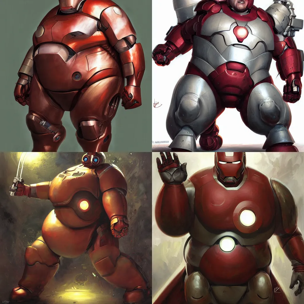 Prompt: Morbidly obese ironman by Christophe Young