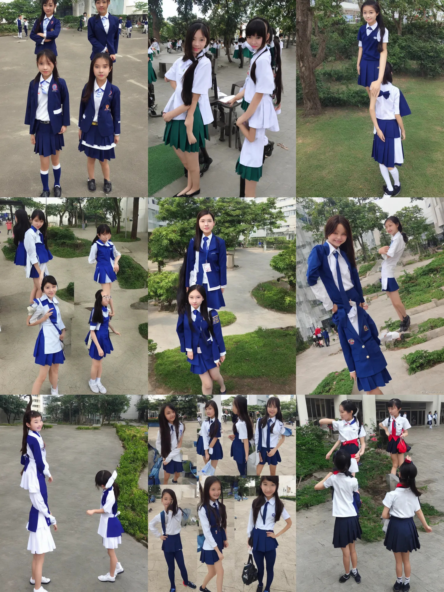 Prompt: the whole body picture of a super beautiful girl in shenzhen school uniform, from china