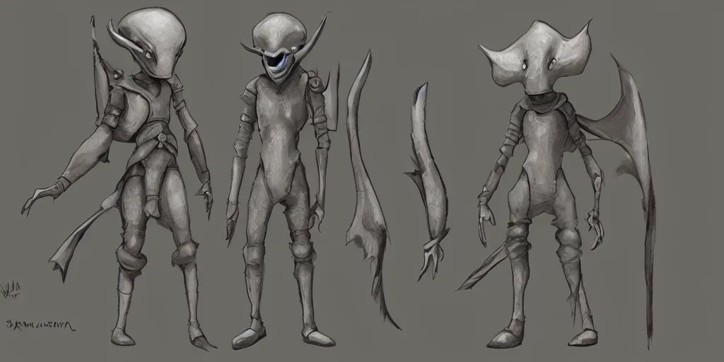 Prompt: character design, concept art, anthropomorphic grey alien wearing medieval clothes, unreal engine, by studio ghibli,