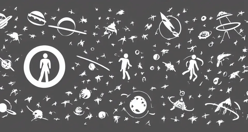 Prompt: a pictogram of space found on an alien planet written in alien language