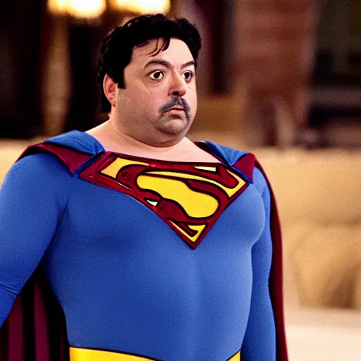 Image similar to Horatio Sanz as superman, movie still, 4K