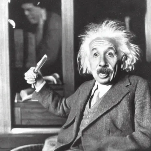 Prompt: einstein sticking his tongue, historical archive photo