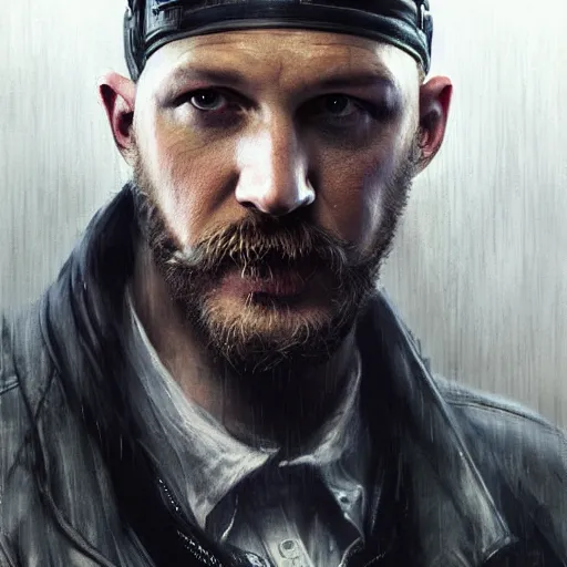 Prompt: tom hardy as henry dorsett case, hacker, cyborg, cyberpunk, painted by seb mckinnon, high detail, dramatic light, digital art, painted by greg rutkowski, promotional movie posterart, trending on artstation