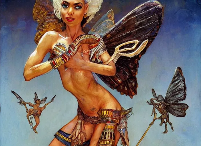 Prompt: egyptian fairy painting carved in amber by chiara bautista and norman rockwell and greg rutkowski weta studio