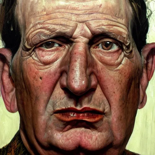 Image similar to high quality high detail painting by lucian freud, hd, portrait of shah, photorealistic lighting