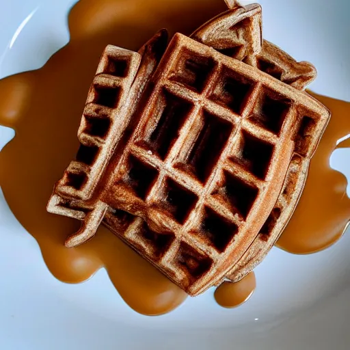 Prompt: deconstructed waffle, michelin star, minimalist, delicious, sophisticated,