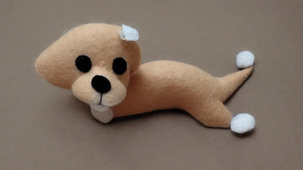 Prompt: a cute puppy made of felt