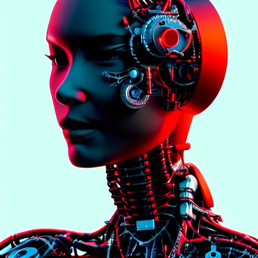 Prompt: ultra realist intricate detailed digital art of a single attractive cyborg female, red sky, full figure in dress, curvy, black scales on face and cyborg tech, symmetry accurate features, very intricate details, focus, high resolution, 4k, photo realistic, artstyle Alex Ries and Hiraku Tanaka, award winning
