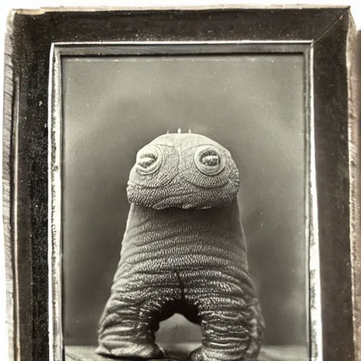 Image similar to tardigrade!!! daguerreotype portrait photograph. ansel adams. highly detailed. old timey.