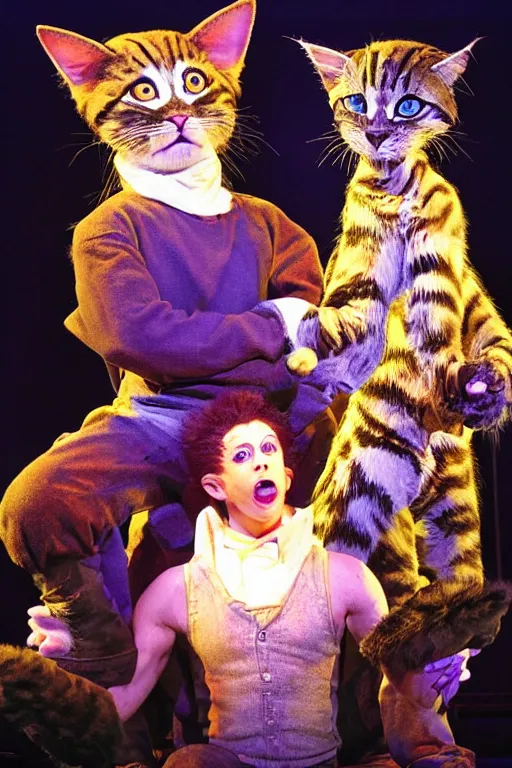 Image similar to 📷 mungojerrie and rumpleteazer, cats musical 1 9 9 8, dynamic lighting, portait