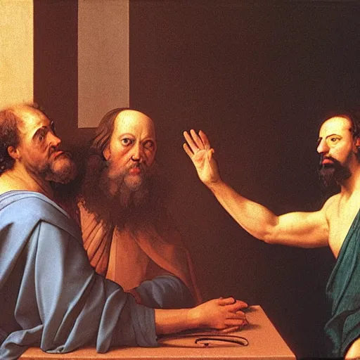 Prompt: virtual reality headset, socrates, renaissance painting